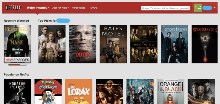 Netflixの最初の画面
