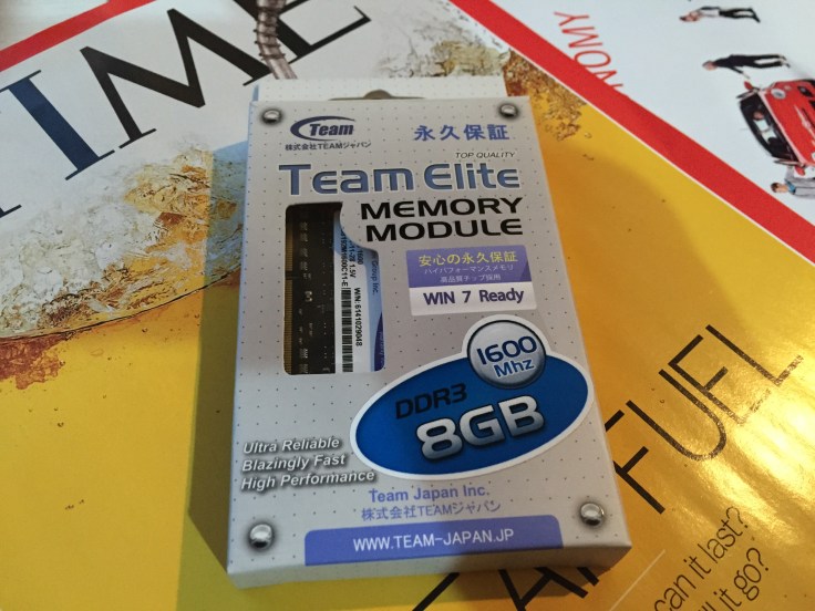 今回購入し使用したTeam社のメモリ1600Mhz