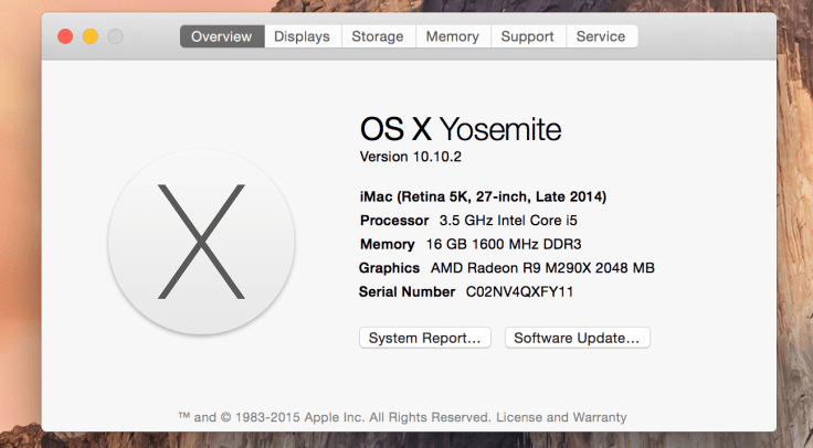 今回のメモリ増設前のiMacの状況