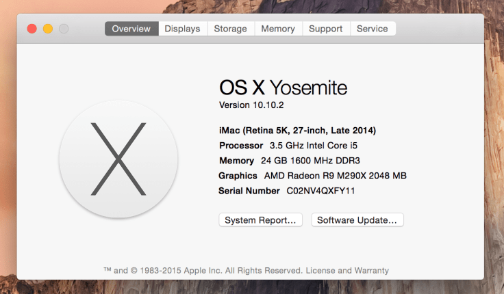 今回のメモリ増設後のiMacの状況。メモリは16Gから24Gになってるね
